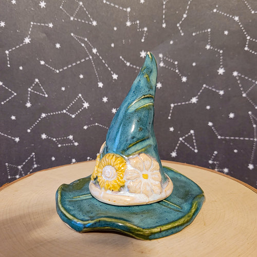 Litha Green Witch Hat Cone Incense Burner