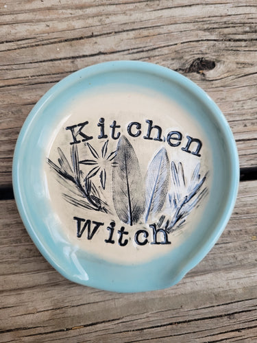 Blue Kitchen Witch Spoonrest