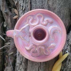 Pink Moth Taper Candle Holder