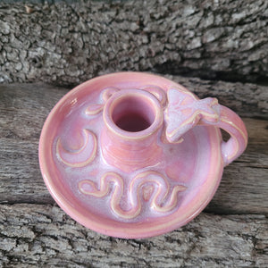 Pink Moth Taper Candle Holder