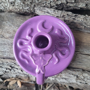 Purple Snake and Moon Taper Candle Holder