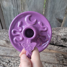 Load image into Gallery viewer, Purple Snake and Moon Taper Candle Holder