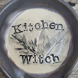 Grey Kitchen Witch Spoonrest