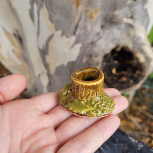 Mossy Tree Stump Chime Candle Holder