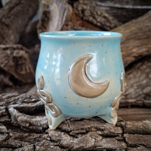 Moon and Snake Speckled Cauldron